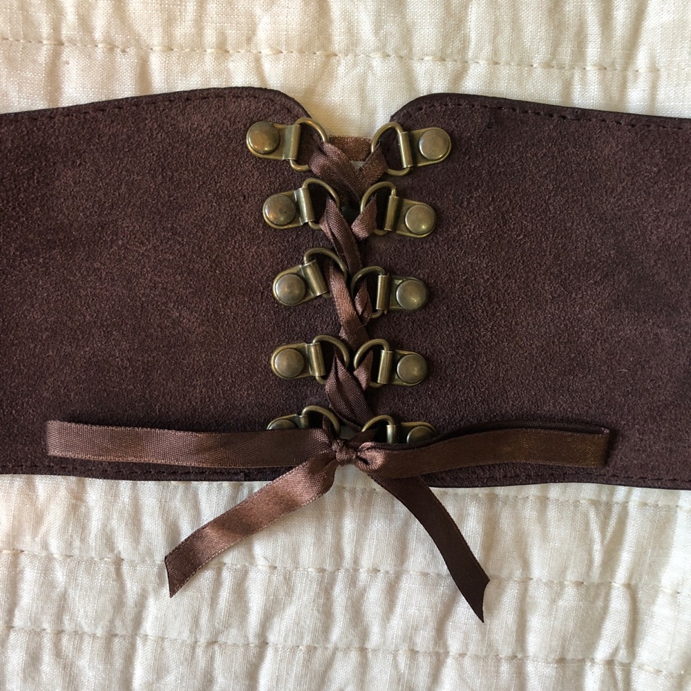 Anthropologie genuine suede corset waist belt